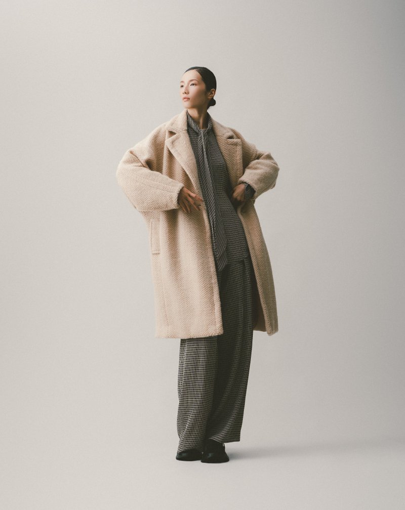 UUIN_泰迪翻领大衣外套(卡其) - 女装休闲/机能外套 - 羊毛 卡其色