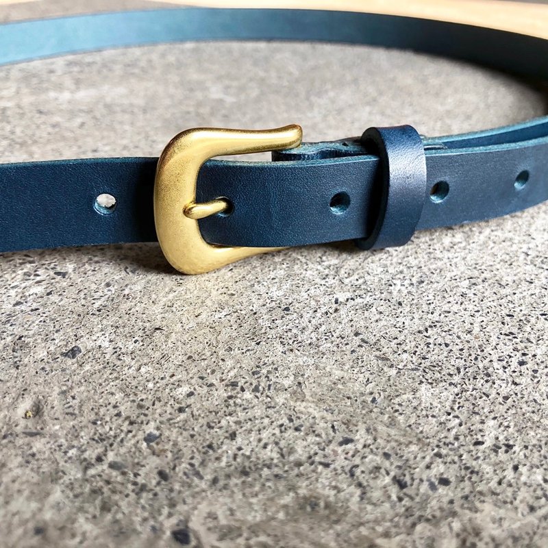2cm宽 好耐皮带 马蹄头I深海蓝 意大利植鞣革真皮腰带 - 皮带/腰带 - 真皮 蓝色