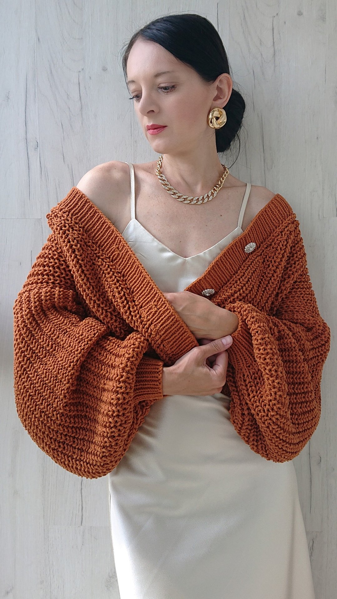 Ribbed sweater V neck cardigan Knit sweater jacket Long sleeve sweater top - 女装针织衫/毛衣 - 棉 