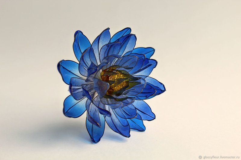 发饰 蓝色的 莲花 展示 汉服 传统的 水晶花 透明花 - 发饰 - 其他材质 蓝色