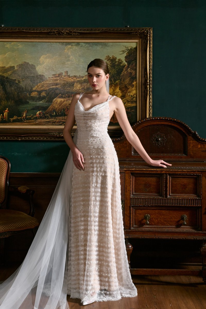 Pia 星河两件式蕾丝长礼服 - 洋装/连衣裙 - 其他材质 白色