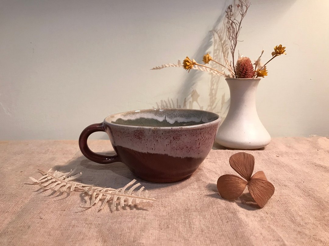 融雪绯红咖啡杯 - 咖啡杯/马克杯 - 陶 红色