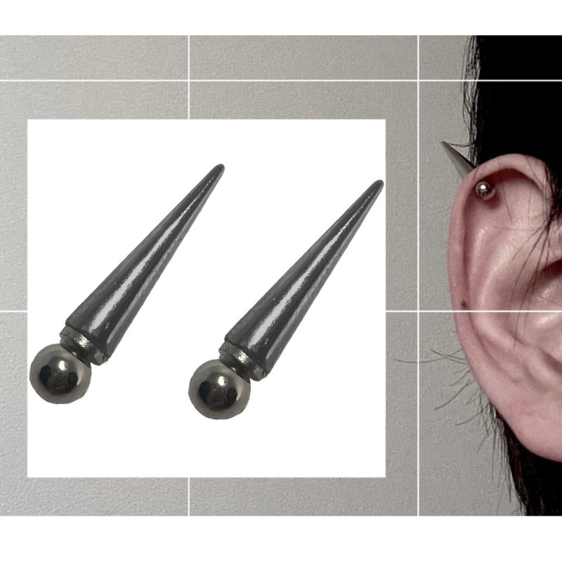 无需打孔，钉锥杠铃，2件套，软骨耳针磁性型，假耳针无孔，矿山型，量产型，手工制作，新款女生配件，耳环，树脂 - 耳环/耳夹 - 塑料 银色