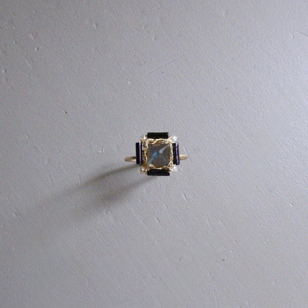 twinkle ring labradorite | 拉长石 wire crochet 戒指 - 戒指 - 其他金属 蓝色