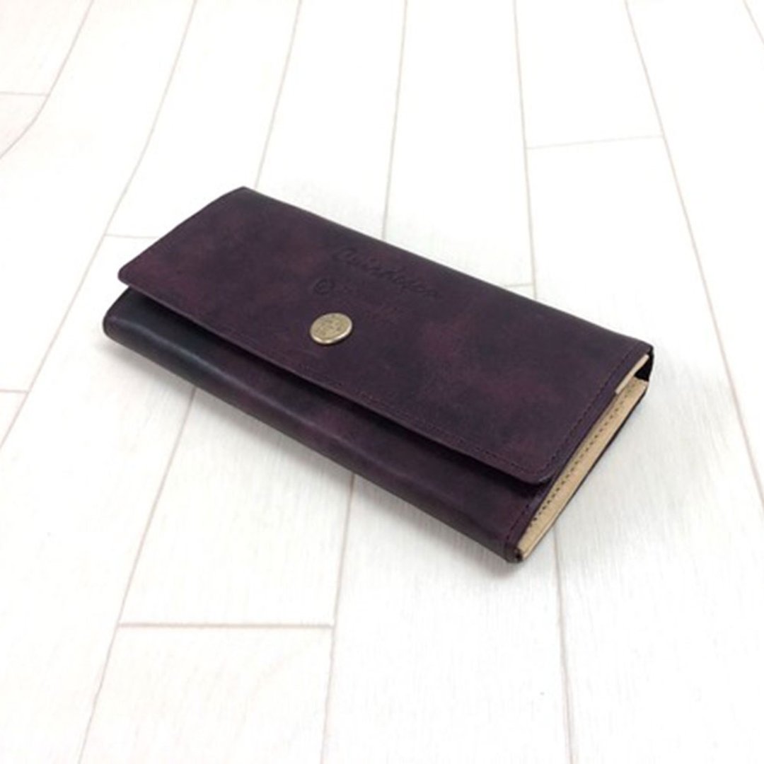 Leather wallet / flap / cowhide / long wallet  - 皮夹/钱包 - 真皮 紫色