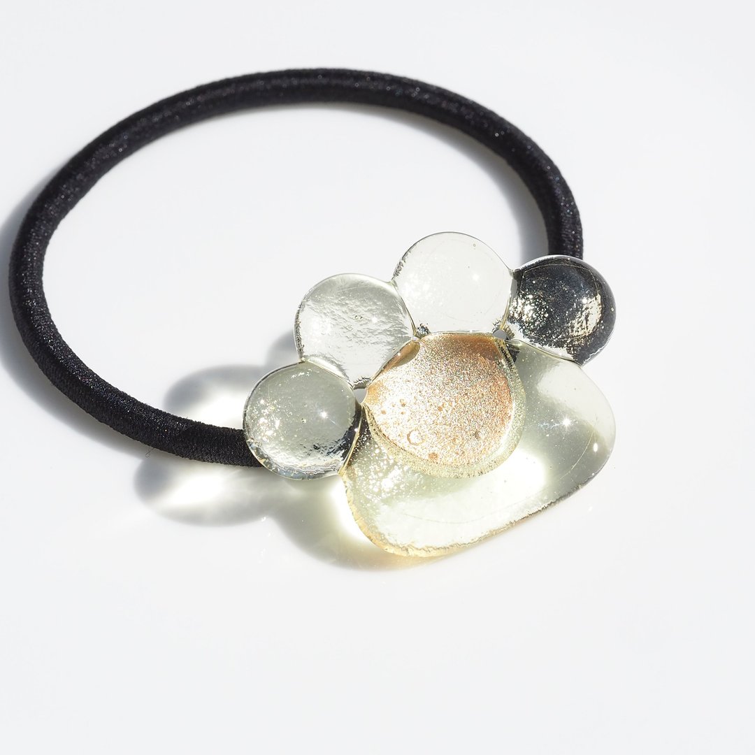 Dog, Cat, Paw Glass (Nikukyu [Yellow]) Hair Band [Changeable to Pony Hook] [Made-to-Order] - 发饰 - 玻璃 黄色