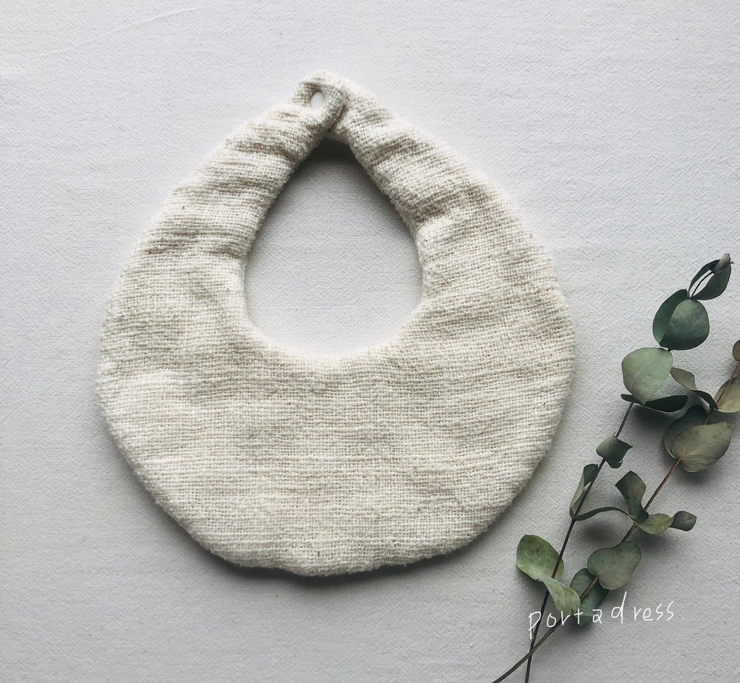 Handwoven x organic cotton bib - 围嘴/口水巾 - 棉 白色