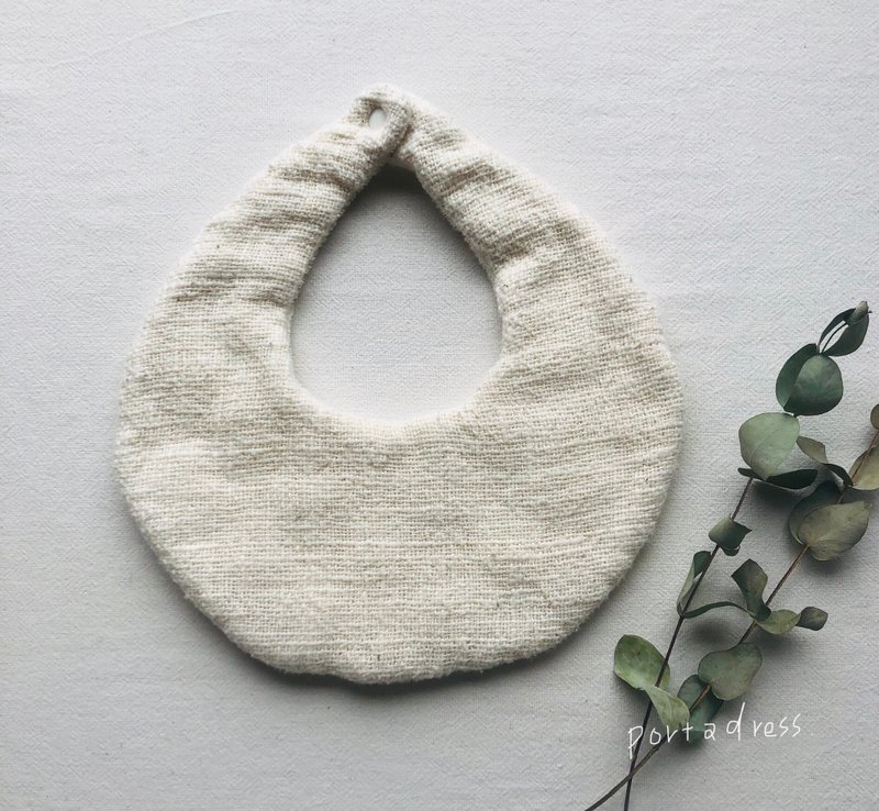 手織りx organic cotton よだれかけ - 围嘴/口水巾 - 棉．麻 白色