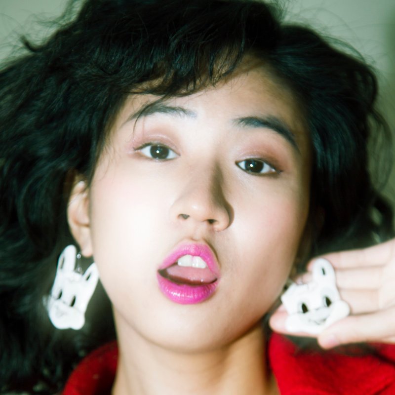 开心兔子耳环 - 耳环/耳夹 - 陶 绿色