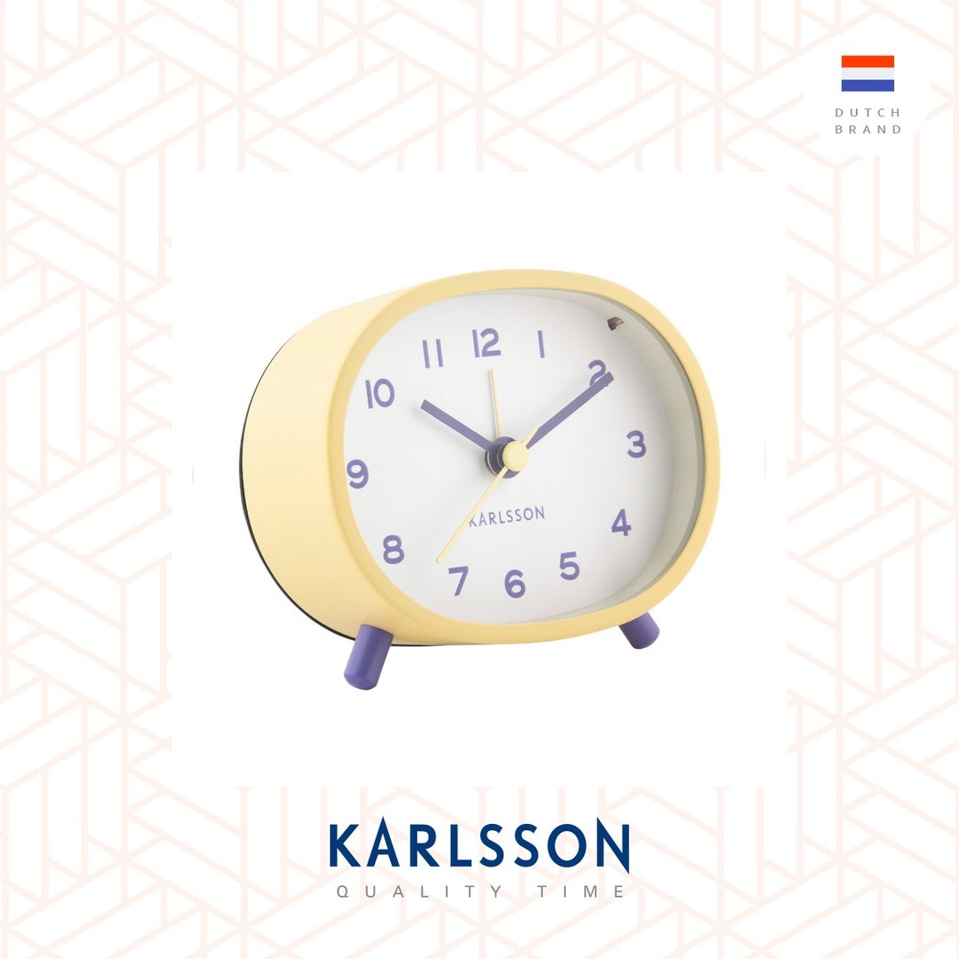 荷兰Karlsson, Alarm clock Cheeky oval soft yellow 带小夜灯 - 时钟/闹钟 - 其他金属 黄色