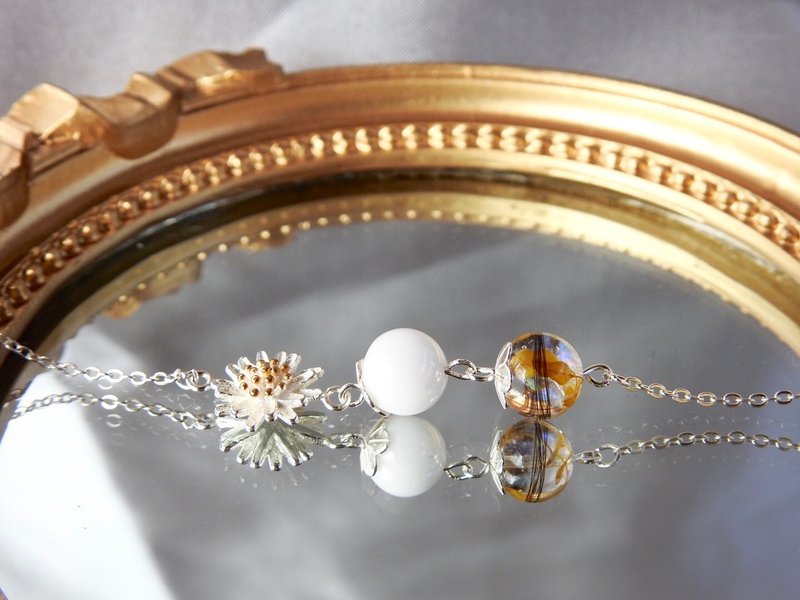 雏菊母乳胎毛手链-925纯银 - 手链/手环 - 纯银 银色