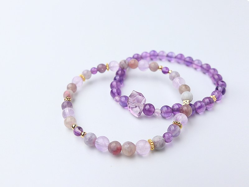 在紫之间 紫水晶 梅花碧玺 碧玺 叠戴 水晶手链 水晶设计款 - 手链/手环 - 水晶 紫色