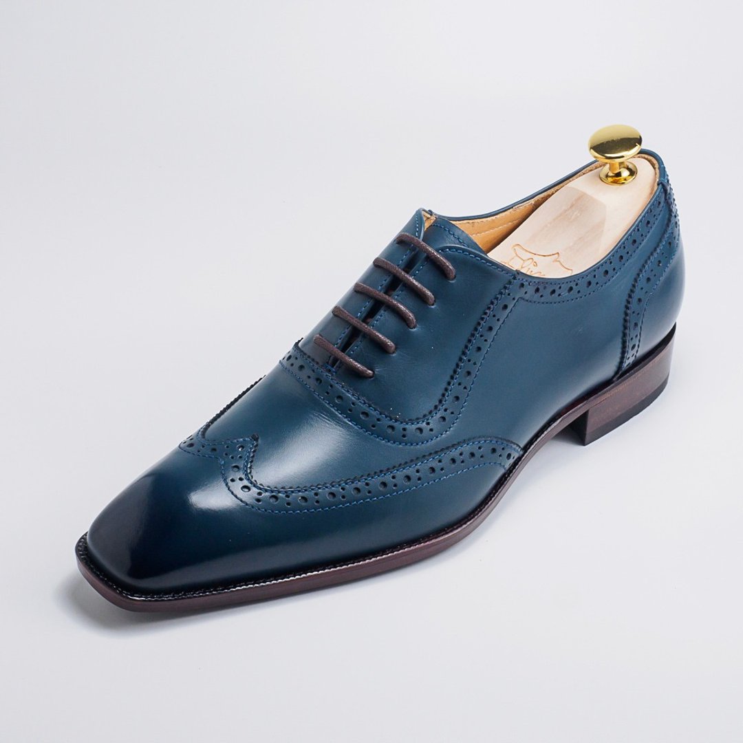 Wing-tip 翼纹牛津皮底鞋∣p602b 暮光蓝 - 男款牛津鞋/乐福鞋 - 真皮 蓝色