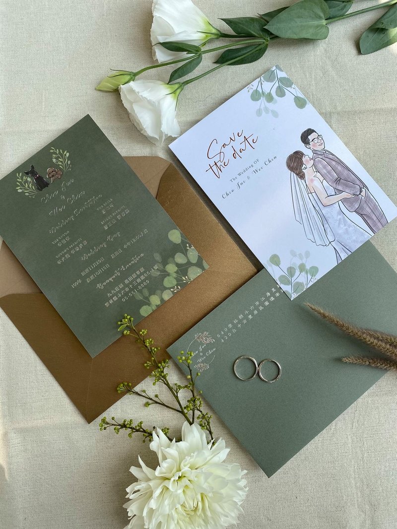 结婚喜帖|喜帖插画设计|信封地址烫金设计-可协助配合厂商印制 - 喜帖 - 其他材质 