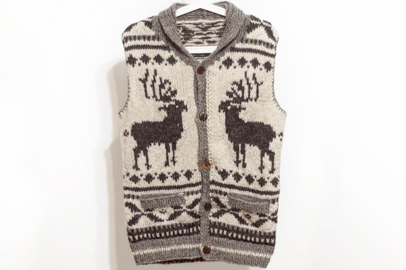 纯羊毛手工针织背心 波希米亚风钩织背心 针织衣 钩织外套-北欧风 - 女装针织衫/毛衣 - 羊毛 多色