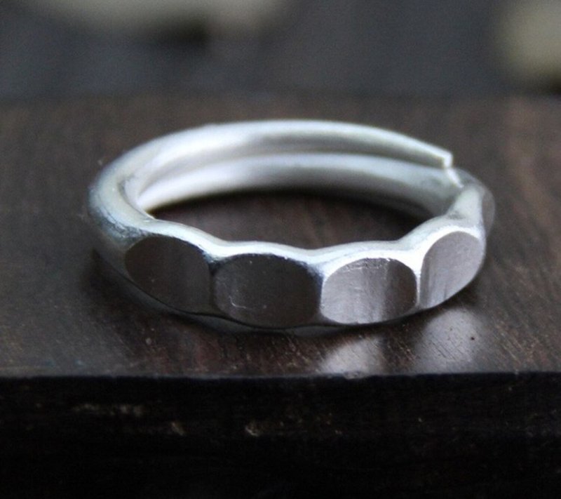 Real S999 Silver Design Simple Women Irregular Finger Rings Personalized Uneven - 戒指 - 纯银 银色