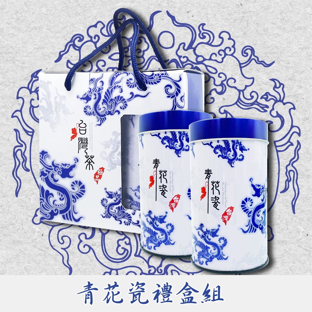 【独家礼盒】青花瓷铁罐提盒组  高冷茶150gX2 - 茶 - 其他材质 绿色