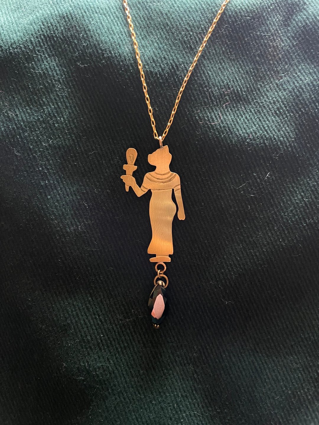 埃及系列之九 Bastet 猫之女神(黑色心愿) - 项链 - 铜/黄铜 金色