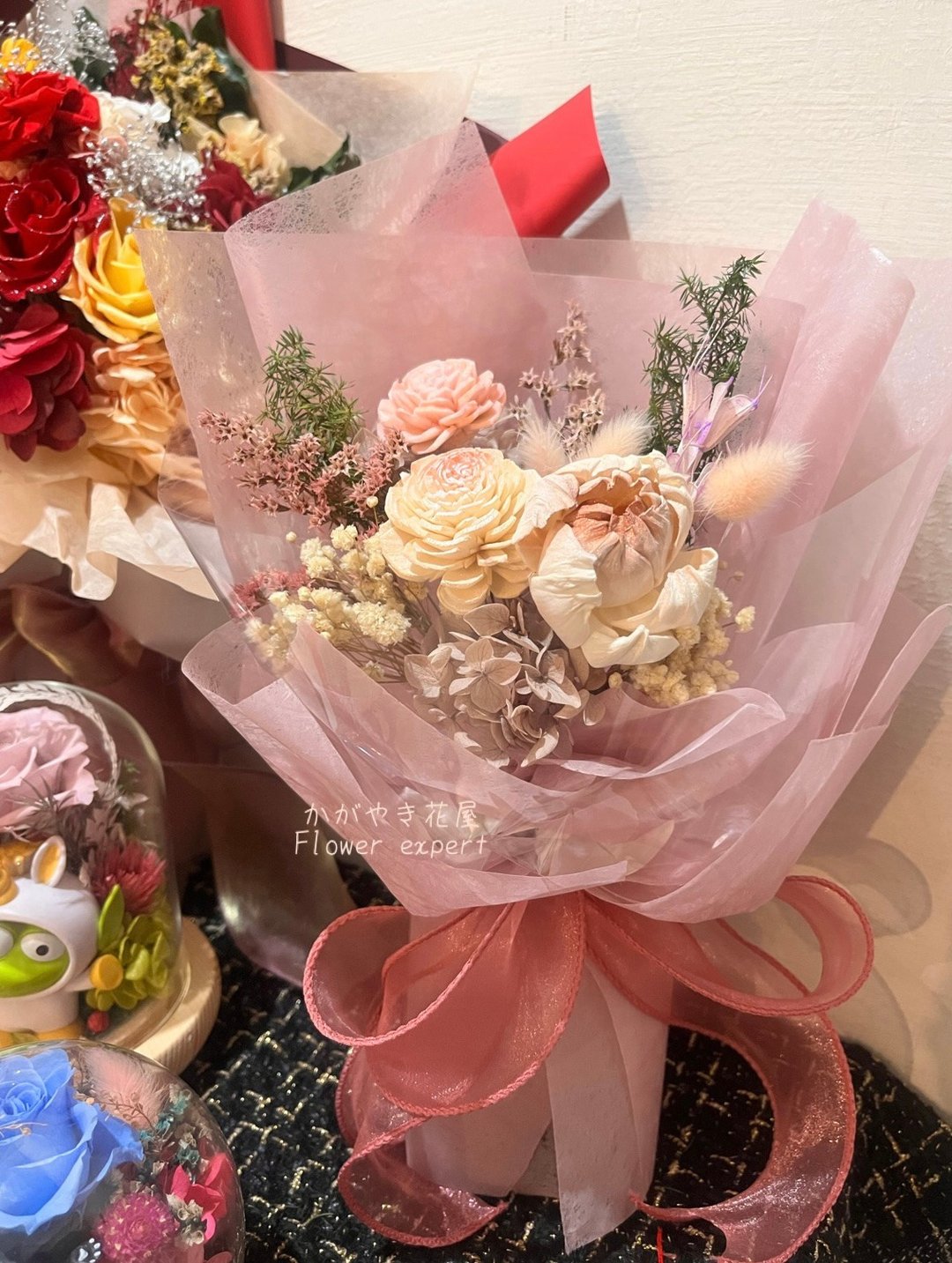 扩香索拉花束精美花束/干燥花/永生花/情人节/母亲节/毕业礼物 - 干燥花/捧花 - 植物．花 粉红色