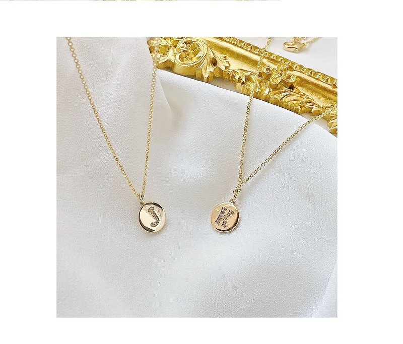 光面 英文字母   轻珠宝 颈链 项链 婚礼小物 姊妹礼物 生日礼物 - 项链 - 其他金属 金色