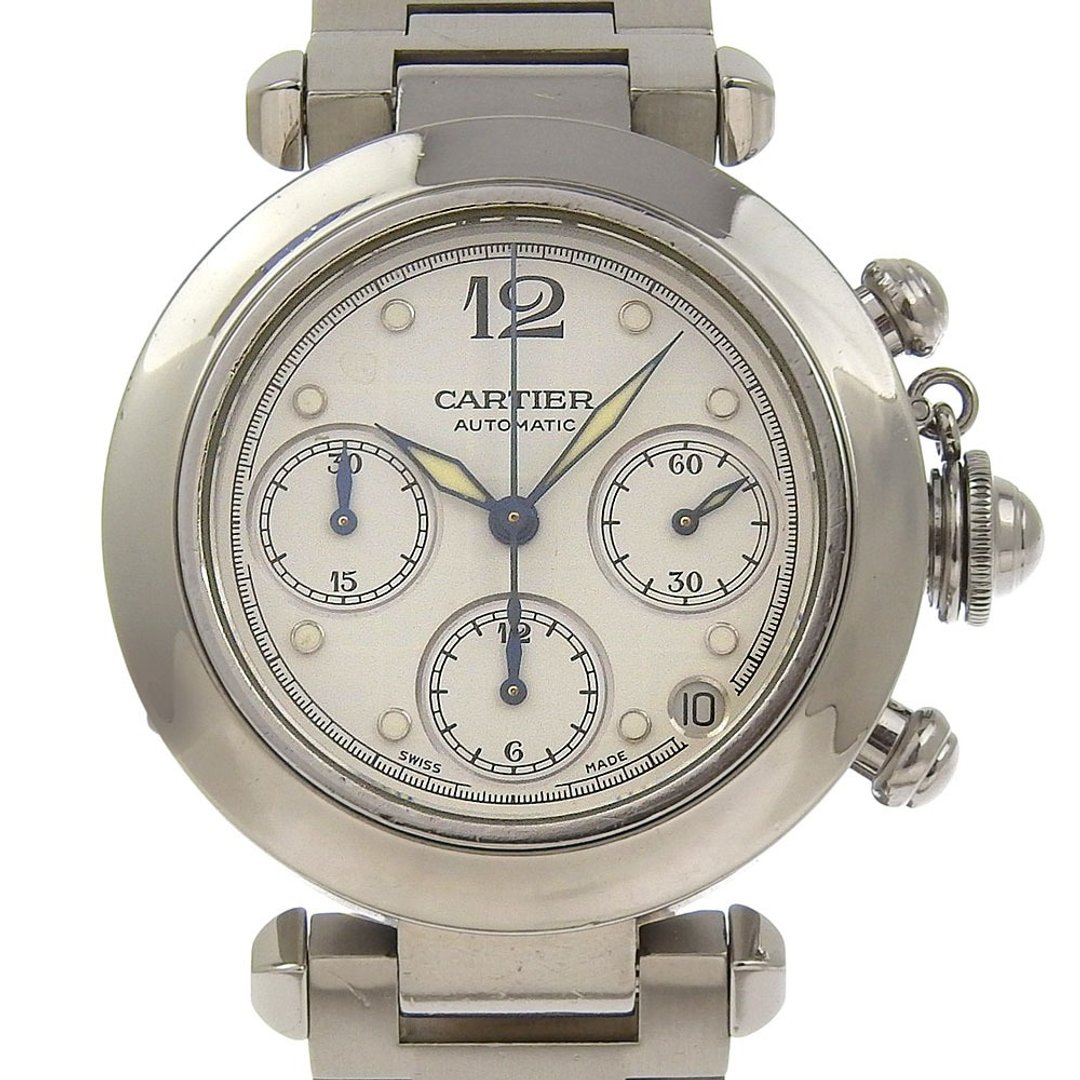 【日本直送】卡地亚 CARTIER Pasha C 手表 计时码表 cal.047 W31039M7 不锈钢 自动上链 指针式显示 白色表盘【二手】 - 女表 - 不锈钢 白色