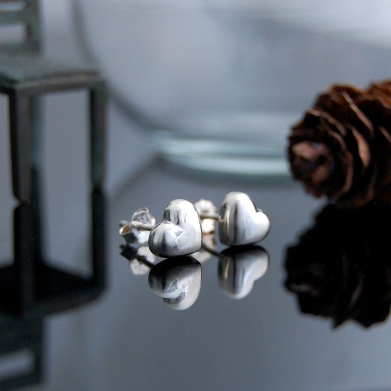 小爱心银耳环 - 耳环/耳夹 - 银 