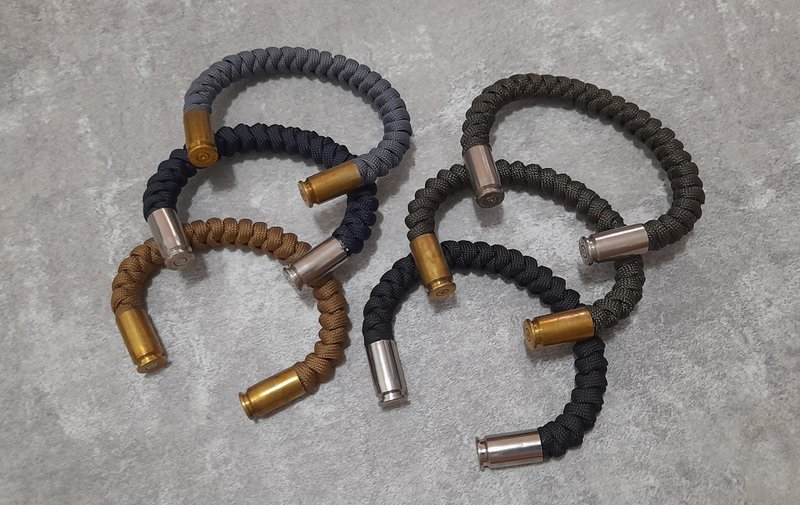 【情人节礼物】 真品 黄铜 / 镍合金 弹壳 美国伞绳手工编织手环 - 手链/手环 - 铜/黄铜 多色