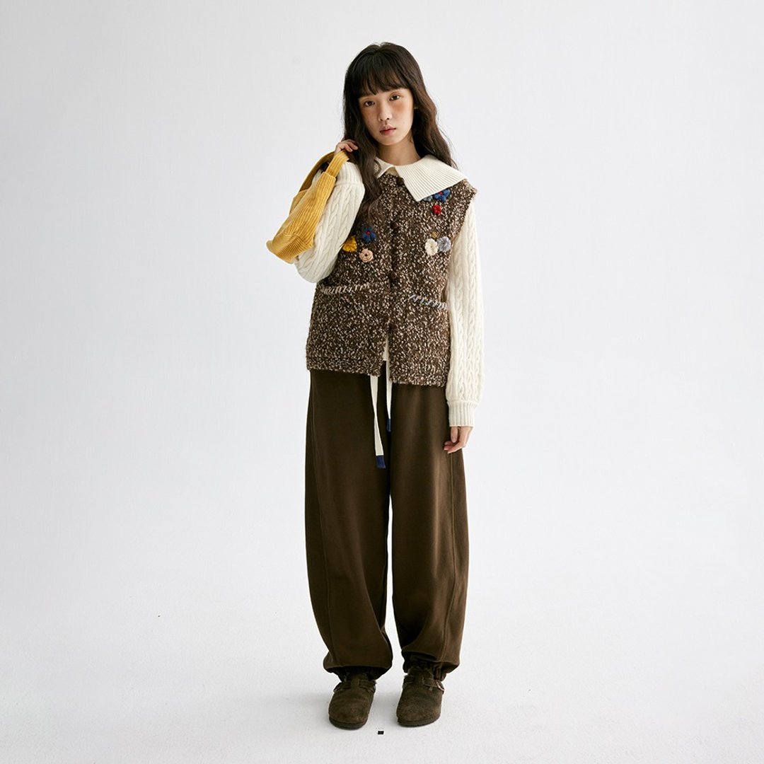 抽绳运动裤|裤子|两色|秋冬款|Sora-1695 - 女装长裤 - 棉 多色