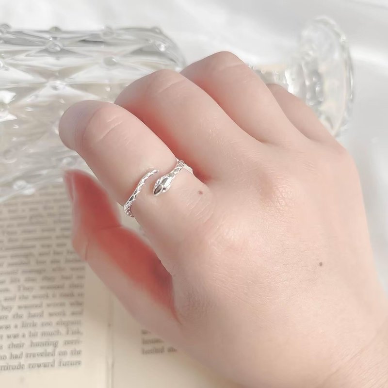 欧美贪食蛇925纯银戒指 可调式戒指 - 戒指 - 纯银 银色