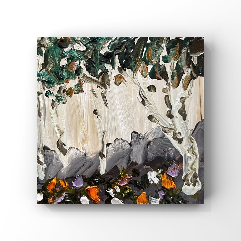 桦树艺术桦树原创油画盛开的野花草地果园 - 海报/装饰画/版画 - 其他材质 多色