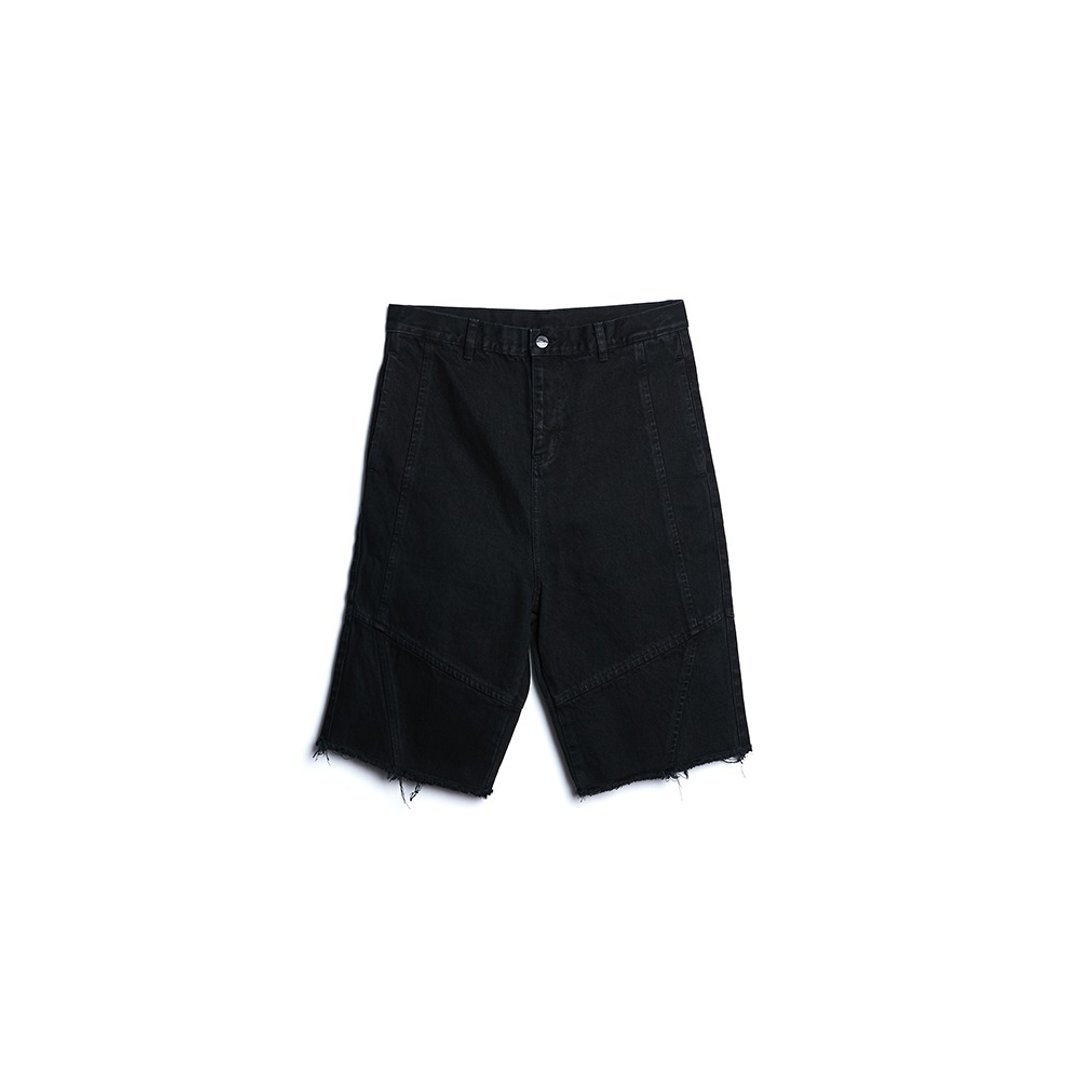 Washed Denim Shorts - 男士长裤 - 棉 黑色