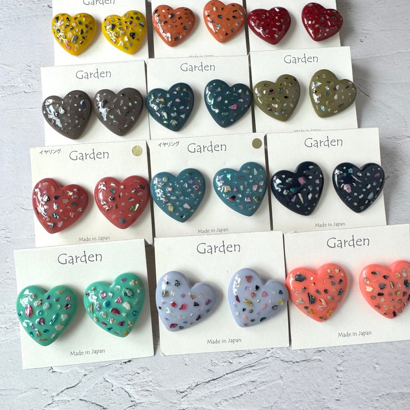 [促销] 14色心形 - 耳环/耳夹 - 压克力 多色