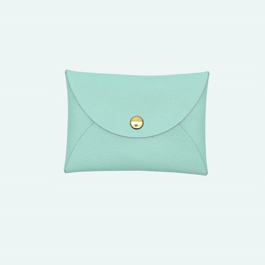 真皮革马卡龙蒂芬妮蓝色卡片套/钱包/card holder/card case - 名片夹/名片盒 - 真皮 绿色