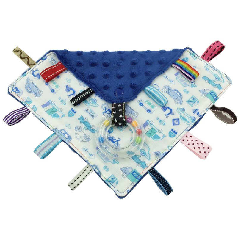 F3-手工2合1手摇铃标签安抚巾 可当奶嘴链 日本二重纱X2倍=4层 - 围嘴/口水巾 - 其他材质 