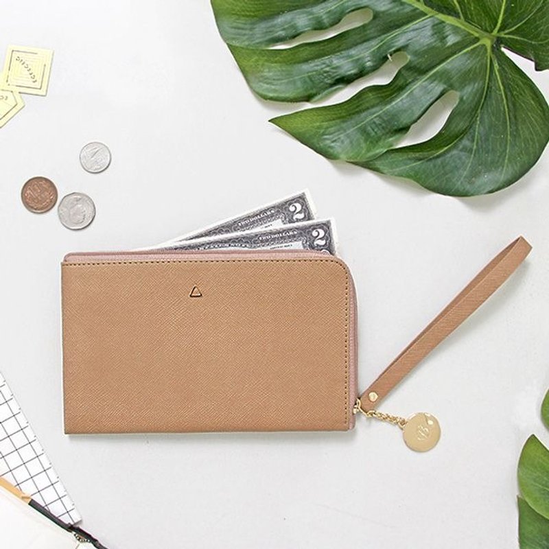 Dessin-indigo-金三角手拿万用皮夹(附手绳)-气质棕,IDG70213 - 皮夹/钱包 - 真皮 卡其色