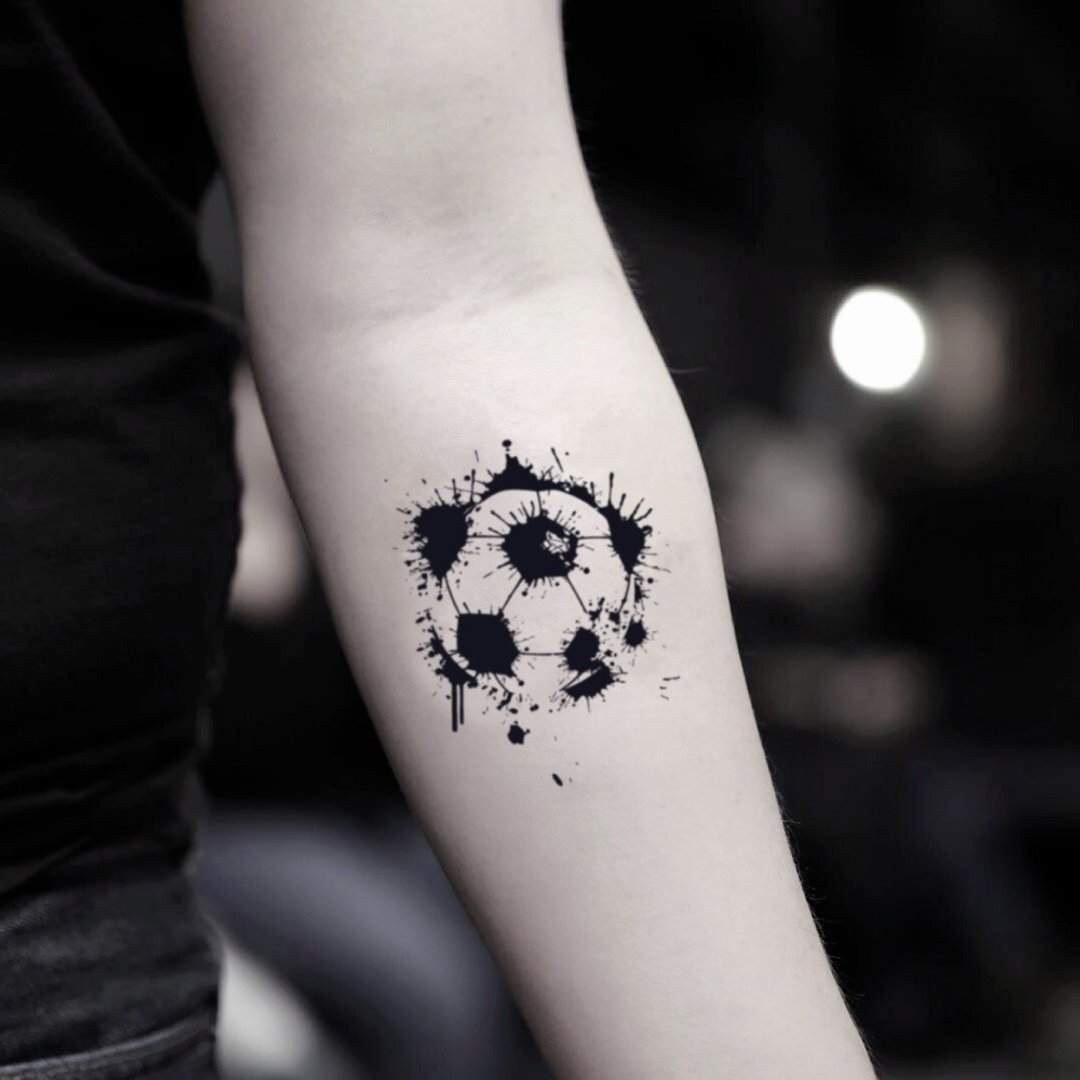 OhMyTat 足球 Soccer 刺青图案纹身贴纸 (2 张) - 纹身贴 - 纸 黑色