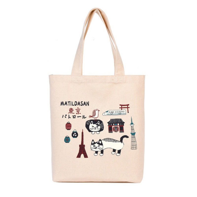 Kusuguru Japan帆布包 日本境内版限定 观光主题 手提包- 东京都 - 手提包/手提袋 - 棉．麻 白色