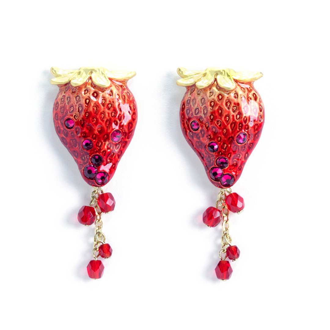 Enchanted Strawberry Earrings Enchanted Strawberry PA535 - 耳环/耳夹 - 其他金属 红色