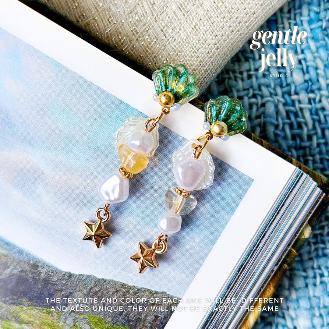 Mermaid Earrings, Ocean Jewellery, Mermaid Accessories - 耳环/耳夹 - 树脂 多色