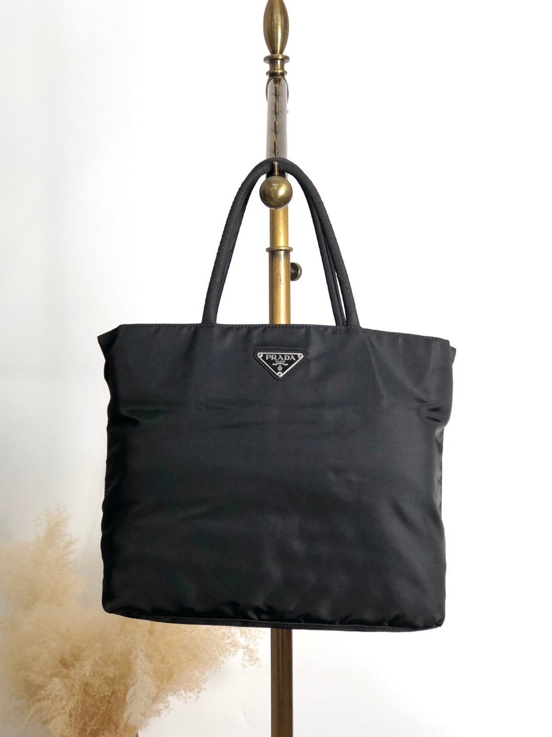 【VintageShop solo 日本直送中古包专卖店】PRADA 普拉达 手提包 黑色 三角标志 尼龙 托特包 4fphjj - 手提包/手提袋 - 尼龙 黑色