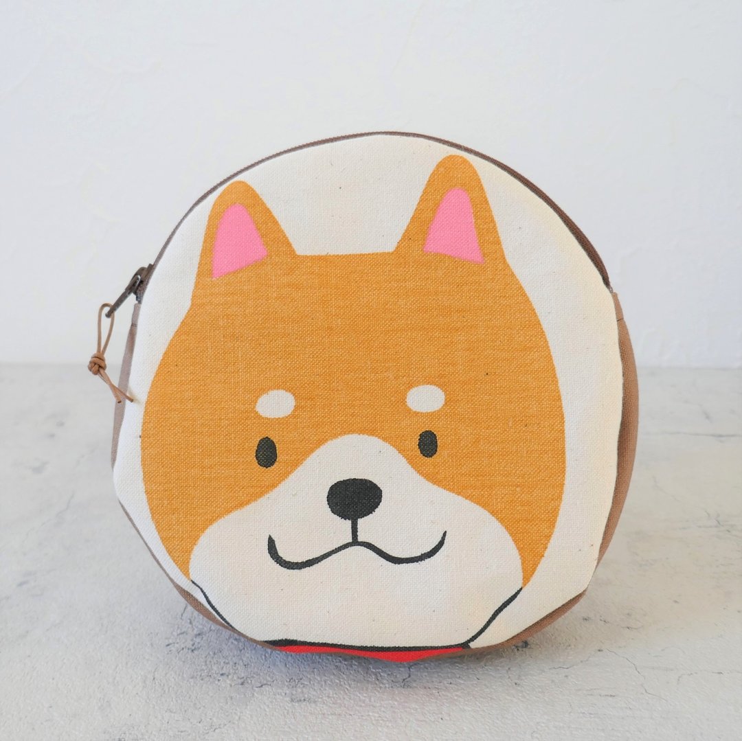 柴犬小包 - 丝网印刷手工制作 - 化妆包/杂物包 - 棉 咖啡色