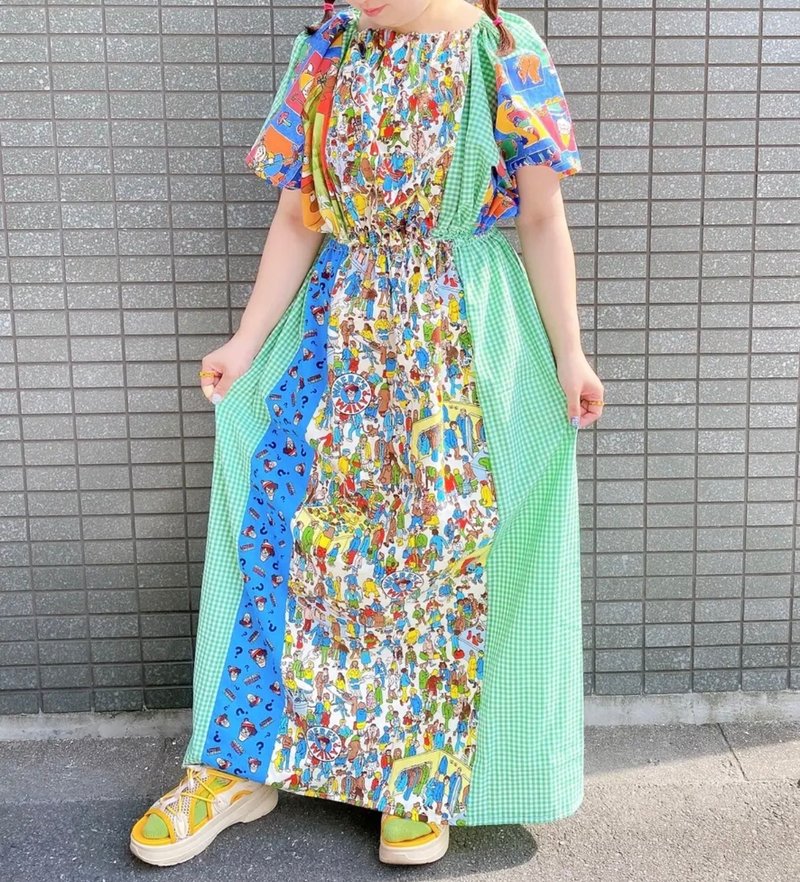 复古拼接连衣裙 - 洋装/连衣裙 - 棉．麻 