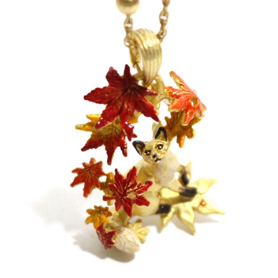 Autumn leaves and fox Autumn leaves and fox Necklace NE354 - 项链 - 其他金属 红色