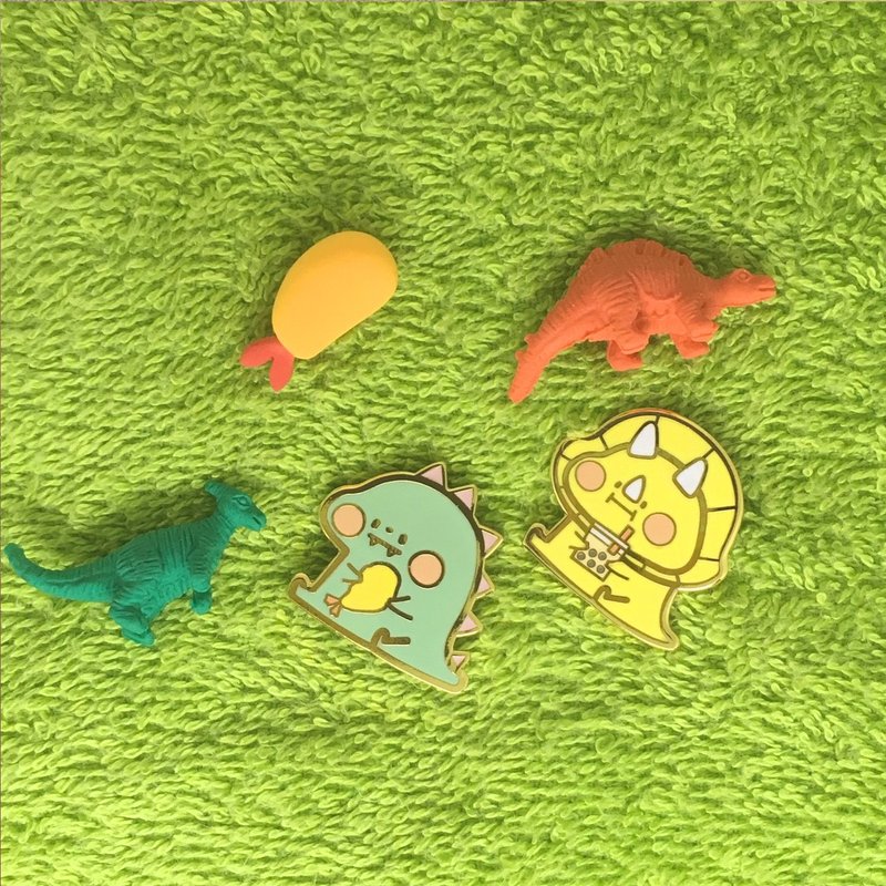 狗狗夹星/原创金属徽章/吃货恐龙 - 徽章/别针 - 珐琅 