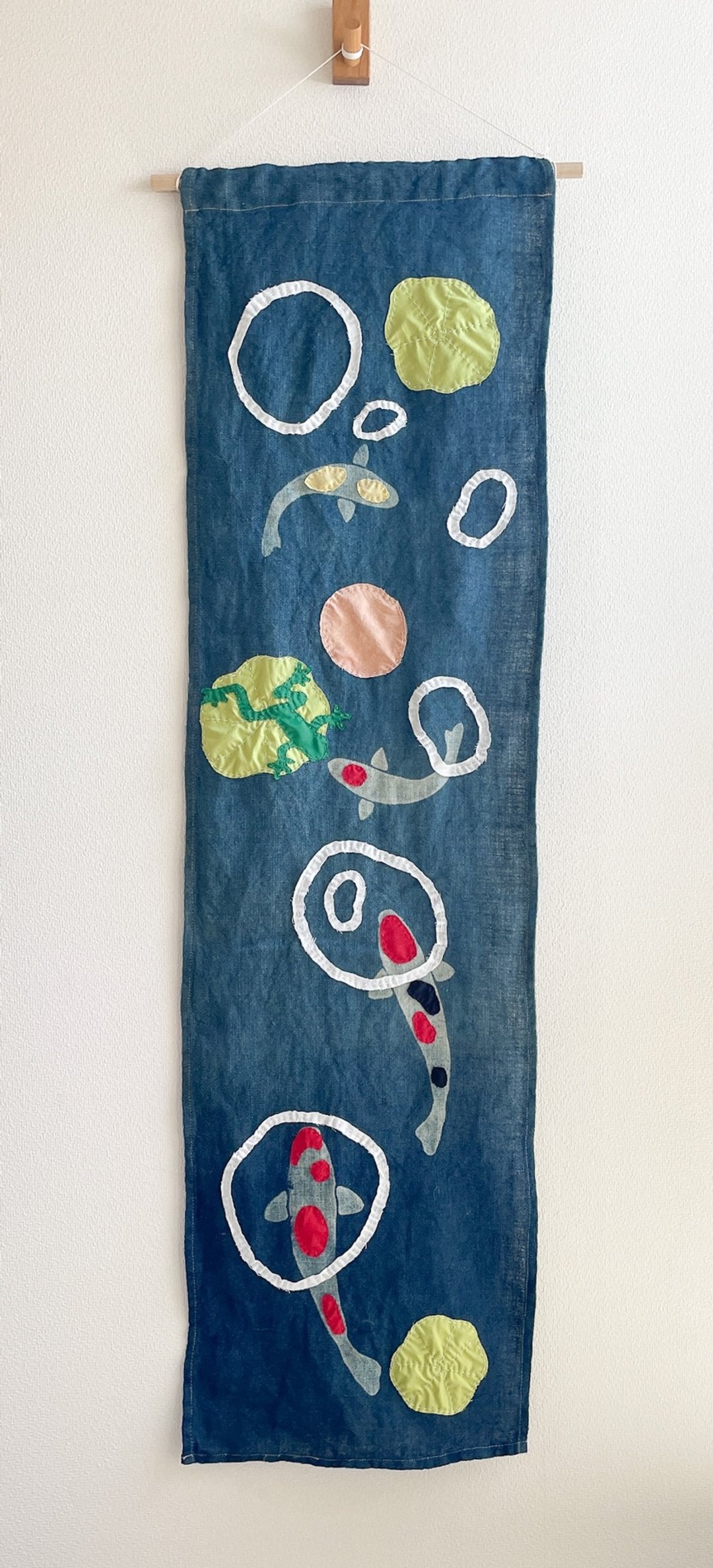 日本制 MOON 锦鲤 JAPANBLUE 蓝染 麻 patchwork 壁饰 蛙 - 其他 - 棉 蓝色
