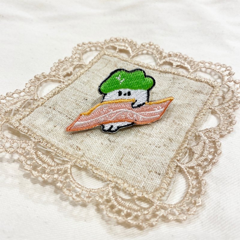 刺绣别针 - 菜肉包 - 徽章/别针 - 绣线 绿色