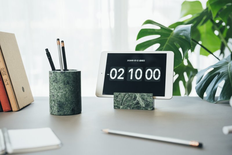 大理石桌面工作组 - 笔筒/笔座 - 石头 绿色