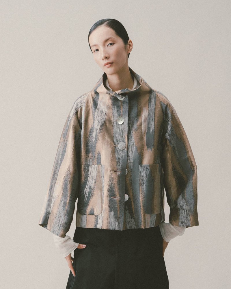 UUIN_水墨条纹立领外套 - 女装休闲/机能外套 - 其他材质 多色