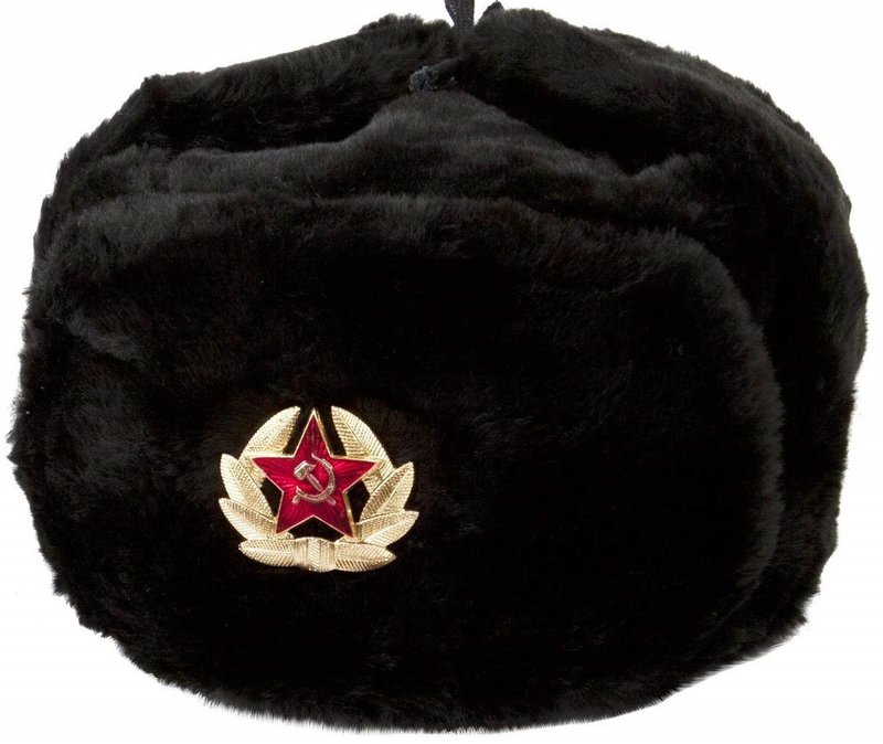 USHANKA 俄罗斯军事苏联军队冬季士兵帽子人造毛皮苏联红星徽章 - 帽子 - 其他材质 黑色