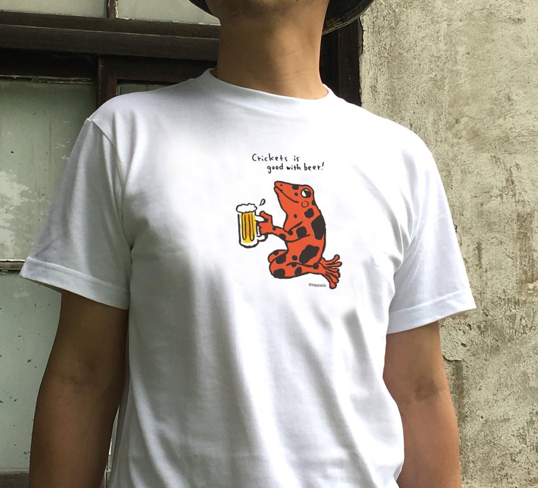 Frog T-shirt Poison dart frog beer red Unisex - 女装 T 恤 - 棉 白色